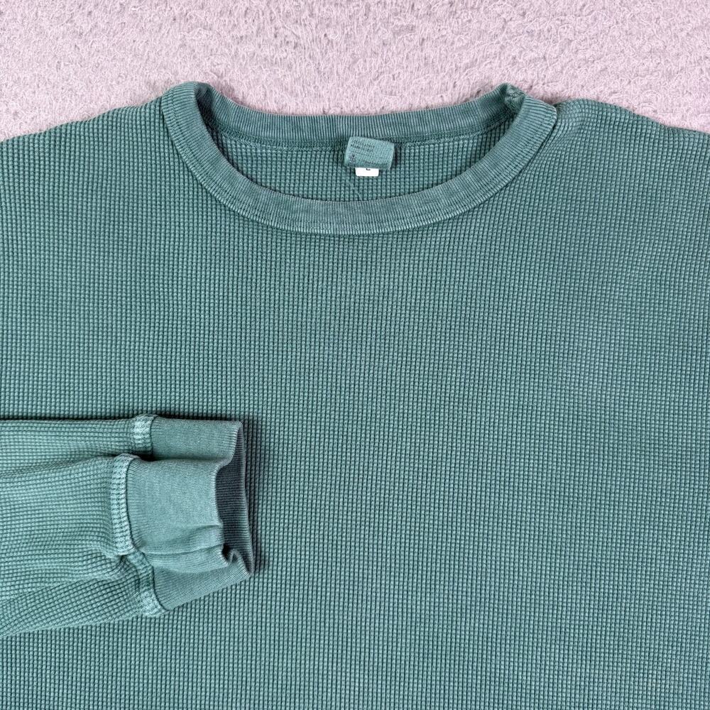 3sixteen Waffle Knit Thermal Shirt Mens Large Green Made in USA Long Sleeve
